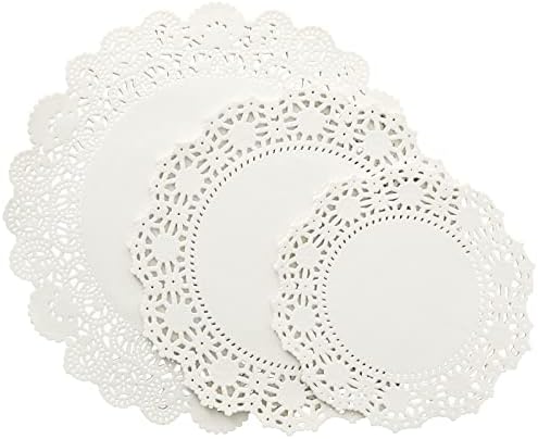 Paper Doilies - 150 Pack Round Lace Doilies for Tables - Assorted Sizes 6.5"/8.5"/10.5", White - Disposable