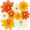 Paper Fans Party Decorations Orange Party Decorations Pack of 9