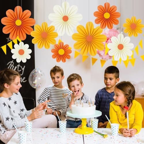 Paper Fans Party Decorations Orange Party Decorations Pack of 9, alternate view 4