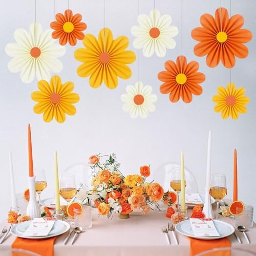 Paper Fans Party Decorations Orange Party Decorations Pack of 9, alternate view 5