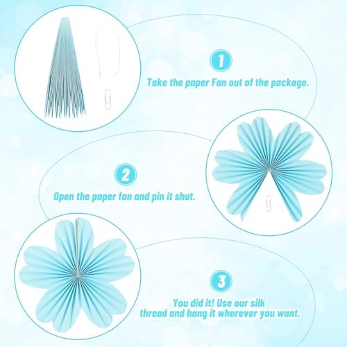 Paper Fans Party Decorations Pastel Party Decorations Pack of 9, alternate view 7