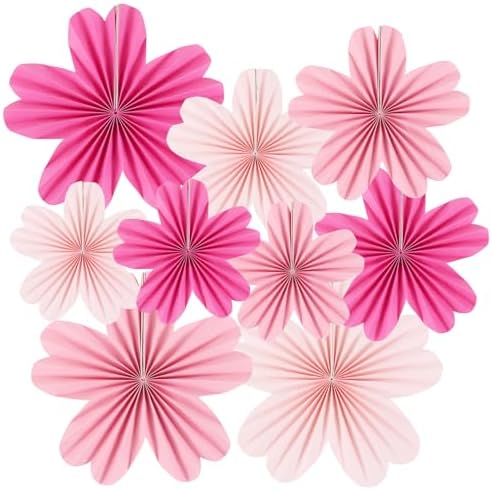Paper Fans Party Decorations Pink Party Decorations Pack of 9
