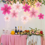 Paper Fans Party Decorations Pink Party Decorations Pack of 9, alternate view 5