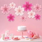 Paper Fans Party Decorations Pink Party Decorations Pack of 9, alternate view 6