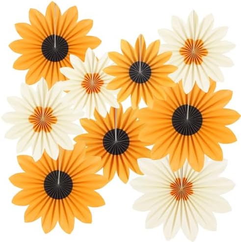 Paper Fans Party Decorations Yellow Party Decorations Pack of 9
