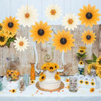 Paper Fans Party Decorations Yellow Party Decorations Pack of 9, alternate view 4