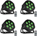 Par Can Lights LED 7x18W RGBWAP 6in1 Wash Stage Lights 4 Pack in Black