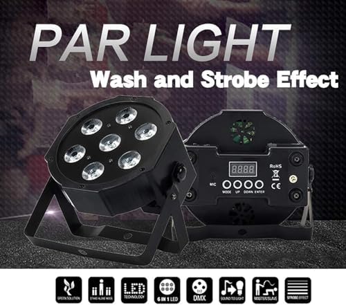 Par Can Lights LED 7x18W RGBWAP 6in1 Wash Stage Lights 4 Pack in Black, alternate view 3