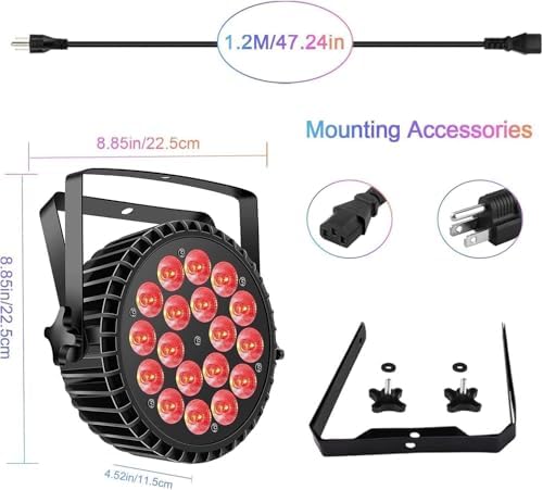 Par Lights LED Stage Lights, U`King 18x12W RGBW 4-in-1 Uplights Stage Lighting Effect by DMX and Sound Activated, alternate
