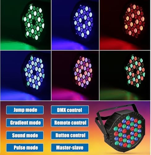 Par Lights Stage Lights Uplights LED RGB Lighting DMX512 Sound Activation Multiple Lighting Modes Party Light, alternate view