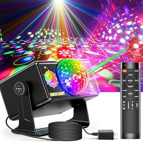 Party Lights, DJ Disco Light Disco Ball Light Sound Activated Strobe Stage Lights for Parties Birthday Christmas