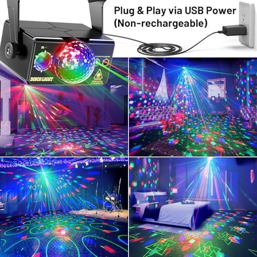 Party Lights, DJ Disco Light Disco Ball Light Sound Activated Strobe Stage Lights for Parties Birthday Christmas, alternate