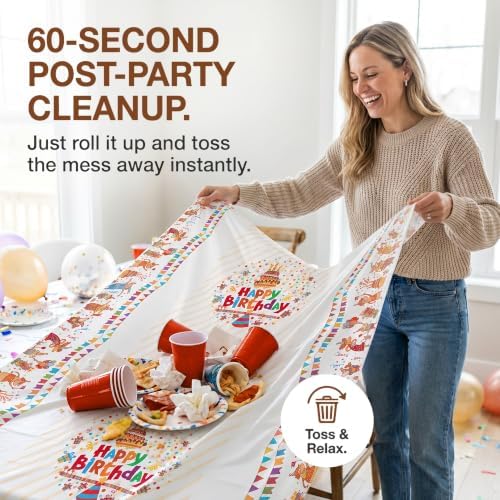 Party Plastic Tablecloth Roll, 54'' X 300' Plastic Table Cloth Disposable, alternate view 4