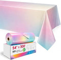 Party Plastic Tablecloth Roll, 54IN x 300FT Disposable Table Cover in 54" x 3600" (Rectangular) in Colorramp