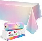 Party Plastic Tablecloth Roll, 54IN x 300FT Disposable Table Cover in 54" x 3600" (Rectangular) in Colorramp