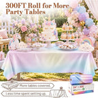 Party Plastic Tablecloth Roll, 54IN x 300FT Disposable Table Cover in 54" x 3600" (Rectangular) in Colorramp, alternate view