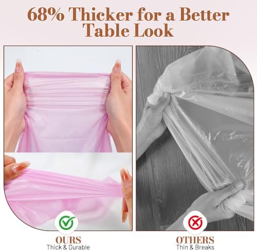 Party Plastic Tablecloth Roll, 54IN x 300FT Disposable Table Cover in 54" x 3600" (Rectangular) in Colorramp, alternate view