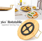 Party Serving Trays and Platters, Ceramic Lazy Susan Serving Tray with Divided Sections Appetizer Rotating, alternate view 3