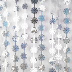 Party Snowflake Backdrop Hanging Snow Flakes Foil Fringe Curtain in 3.2 ft x 6.6 ft in Silver Flakes, alternate view 2
