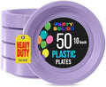 Party Solids 33% Thicker Lavender Plastic Plates 10" Dinner Plates 50 Ct in 10 Inch in Lavender