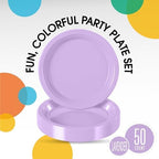 Party Solids 33% Thicker Lavender Plastic Plates 10" Dinner Plates 50 Ct in 10 Inch in Lavender, alternate view 2