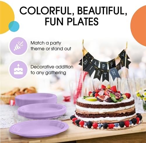 Party Solids 33% Thicker Lavender Plastic Plates 10" Dinner Plates 50 Ct in 10 Inch in Lavender, alternate view 5