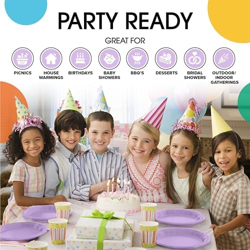 Party Solids 33% Thicker Lavender Plastic Plates 10" Dinner Plates 50 Ct in 10 Inch in Lavender, alternate view 7
