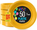 Party Solids 33% Thicker Yellow Plastic Plates 7" Cake Plates 50 Pcs in 7 Inch in Yellow