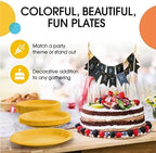 Party Solids 33% Thicker Yellow Plastic Plates 7" Cake Plates 50 Pcs in 7 Inch in Yellow, alternate view 5