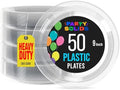 Party Solids Sturdy Clear Plastic Plates 9" Party Plates 50 Pcs in 9 Inch in Clear