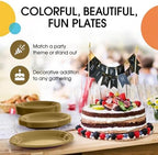 Party Solids Sturdy Gold Plastic Plates 9" Party Plates 50 Pcs in 9 Inch in Gold, alternate view 5