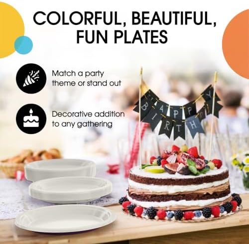 Party Solids Sturdy Ivory Plastic Plates 9" Party Plates 50 Pcs in 9 Inch in Ivory, alternate view 5