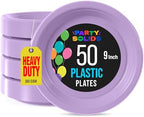 Party Solids Sturdy Lavender Plastic Plates 9" Party Plates 50 Pcs in 9 Inch in Lavender