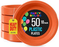 Party Solids Sturdy Orange Plastic Plates 10" Party Plates 50 Pcs in 10 Inch in Orange