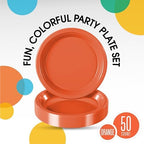 Party Solids Sturdy Orange Plastic Plates 10" Party Plates 50 Pcs in 10 Inch in Orange, alternate view 2