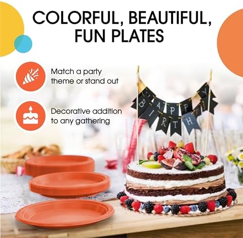 Party Solids Sturdy Orange Plastic Plates 10" Party Plates 50 Pcs in 10 Inch in Orange, alternate view 5