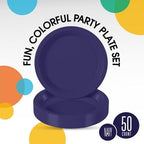 Party Solids Sturdy Purple Plastic Plates 7" Cake Plates 50 Pcs in 7 Inch in Deep Purple, alternate view 2