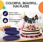 Party Solids Sturdy Purple Plastic Plates 7" Cake Plates 50 Pcs in 7 Inch in Deep Purple, alternate view 5