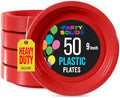Party Solids Sturdy Red Plastic Plates 9" Party Plates 50 Pcs in 9 Inch in Red
