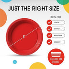 Party Solids Sturdy Red Plastic Plates 9" Party Plates 50 Pcs in 9 Inch in Red, alternate view 3