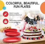 Party Solids Sturdy Red Plastic Plates 9" Party Plates 50 Pcs in 9 Inch in Red, alternate view 5
