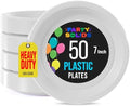 Party Solids Sturdy White Plastic Plates 7" Cake Plates 50 Pcs in 7 Inch in White