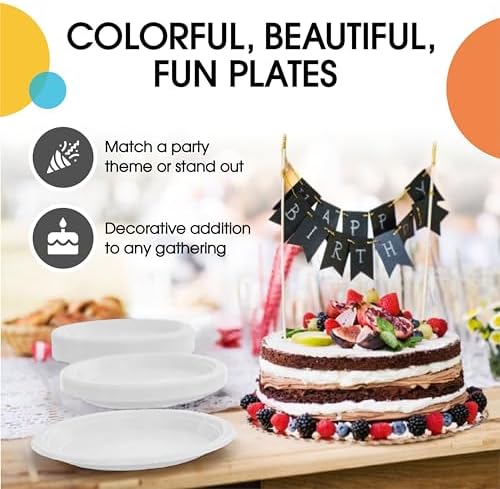 Party Solids Sturdy White Plastic Plates 7" Cake Plates 50 Pcs in 7 Inch in White, alternate view 5