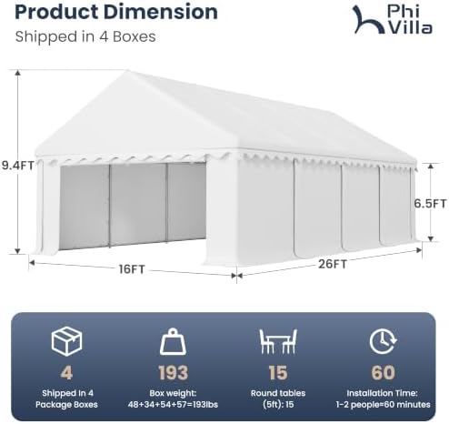 Party Tent 16x26ft, Large Commercial Heavy Duty Event Canopy in 16x26ft, alternate view 2