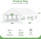 Party Tent 20’ x 26’ Outdoor Canopy Tent w/Removable Sidewall, alternate view 2