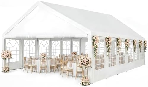 Party Tent 20x40Ft Outdoor Canopy Gazebo Heavy Duty Large Event Shelter Carport White for Wedding Parties BBQ in