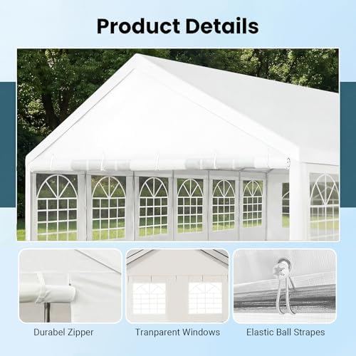 Party Tent 20x40Ft Outdoor Canopy Gazebo Heavy Duty Large Event Shelter Carport White for Wedding Parties BBQ in, alternate
