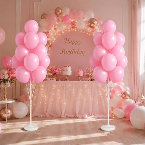 Pastel Balloon Column Kit with Base and Pole for DIY Decor in Light Pink, alternate view 2