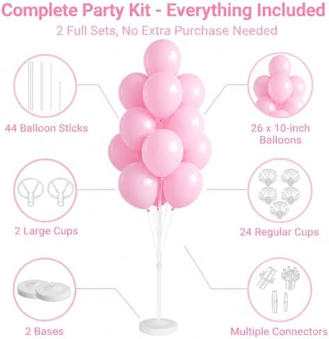 Pastel Balloon Column Kit with Base and Pole for DIY Decor in Light Pink, alternate view 4