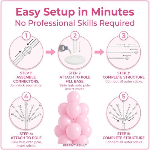 Pastel Balloon Column Kit with Base and Pole for DIY Decor in Light Pink, alternate view 5